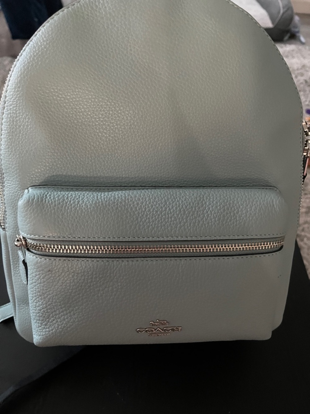 Coach Pebbled Leather Mini Backpack in Pale Blue